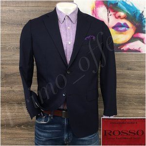 Rosso Mens Blazer Sport Coat Two Button‎ Jacket Wool Size 42S Blue Casual Suits